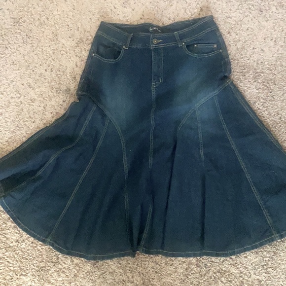 NWOT Y2K vintage Tier denim flare skirt size 13/14 - Picture 1 of 7